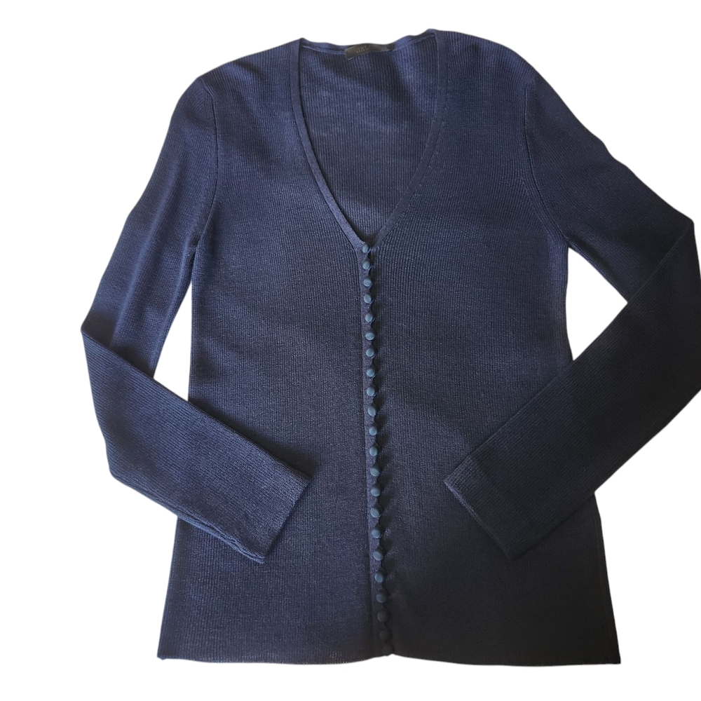 The Row Blue Ribbed Knit Cardigan - Picture 5 of 6